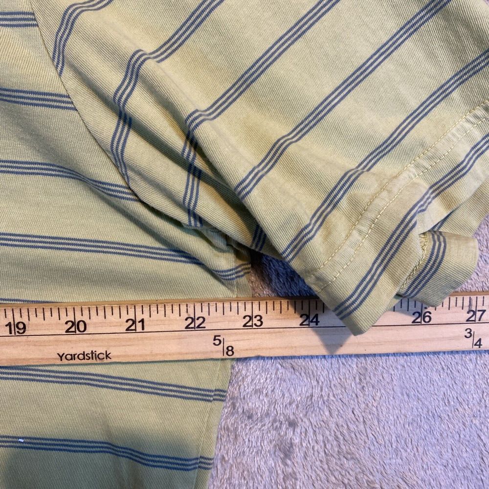 Eddie Bauer Men's Sz L Rugby Shirt Lime Color Short Sleeve Blue Stripes Preppy - Picture 9 of 11